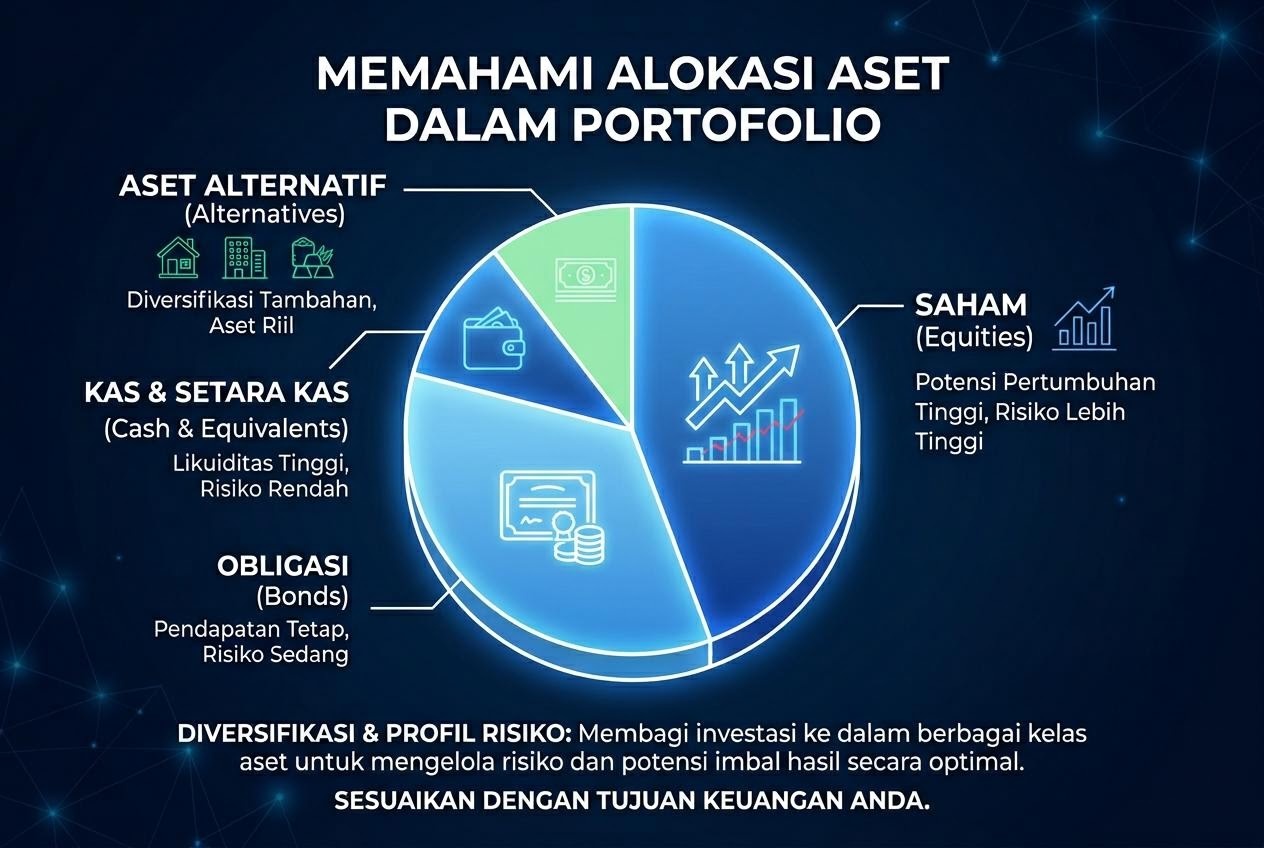 Diagram pembagian kelas aset dalam sebuah portofolio belajar